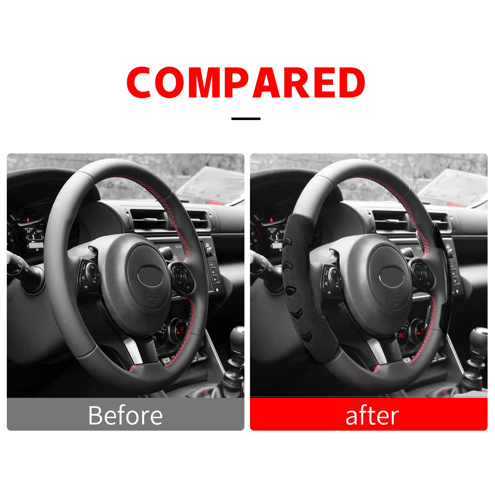 KUNGKIC for GR86 Subaru BRZ Segmented Alcantara Steering Wheel Grip Cover Non Slip Sport Cool Style Car Wheel Protector Interior Accessory for Man Women Compatible with 2021 2022 2023 2 Pcs Dark