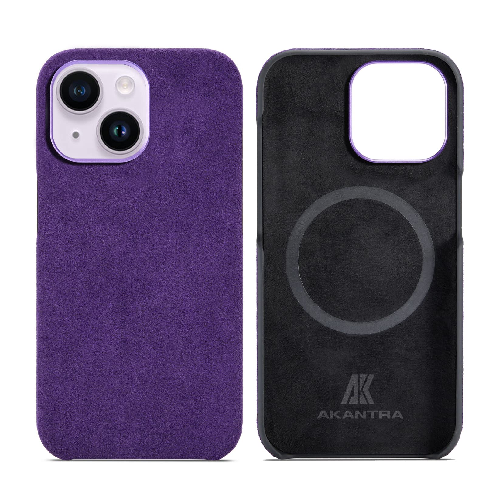 AKANTRA Alcantara Case for Apple iPhone 14 Series, Handmade Half-Wrapped Synthetic Suede Cover, Compatible with Magsafe Wireless Charging(iPhone 14 Plus,Purple)