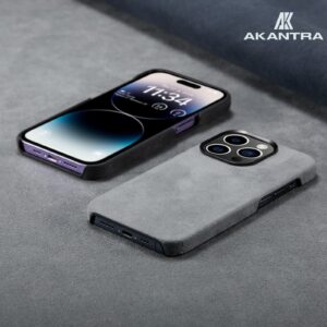 AKANTRA Alcantara Case for Apple iPhone 14 Series, Handmade Half-Wrapped Synthetic Suede Cover, Compatible with Magsafe Wireless Charging(iPhone 14 Plus,Purple)