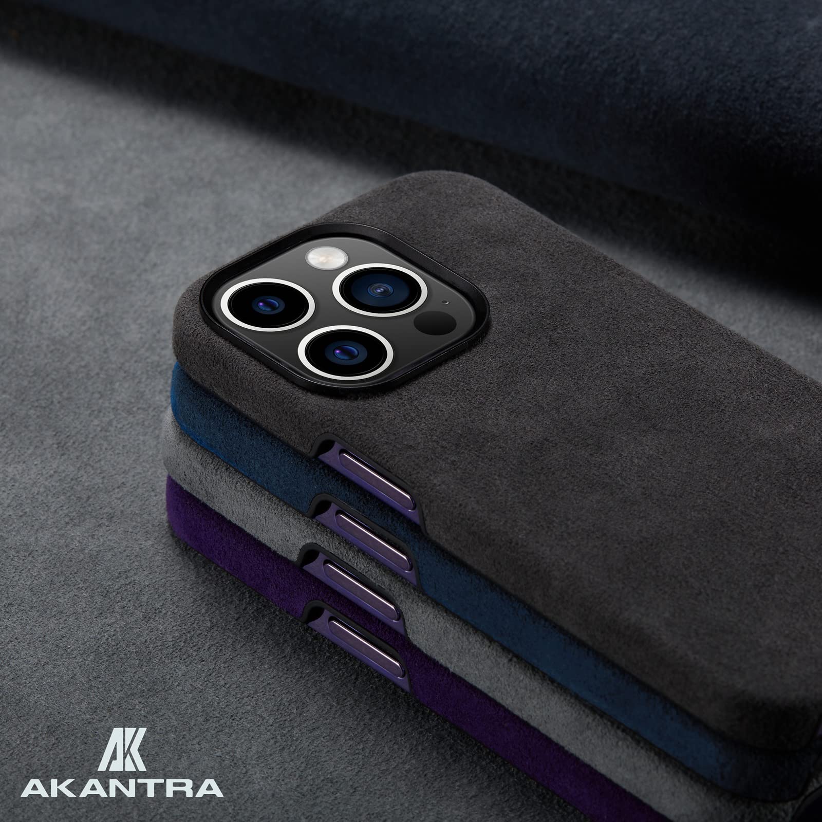 AKANTRA Alcantara Case for Apple iPhone 14 Series, Handmade Half-Wrapped Synthetic Suede Cover, Compatible with Magsafe Wireless Charging(iPhone 14 Plus,Purple)