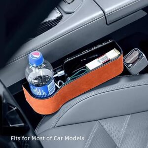 Alfanxi Car Seat Gap Filler Organizer Universal Fit Alcantara Material Gap Storage Box for Passenger Seat (4914Brown)