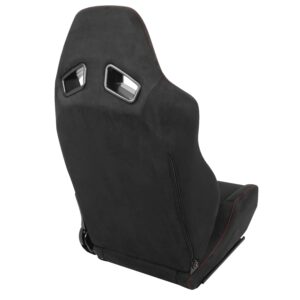 J2 Engineering J2-RS-003-BK Red Stitching Alcantara Reclinable Back Rest Racing Bucket Seats for 4 Point Harness, 38" H X 21" W X 23" D, 1 Pair