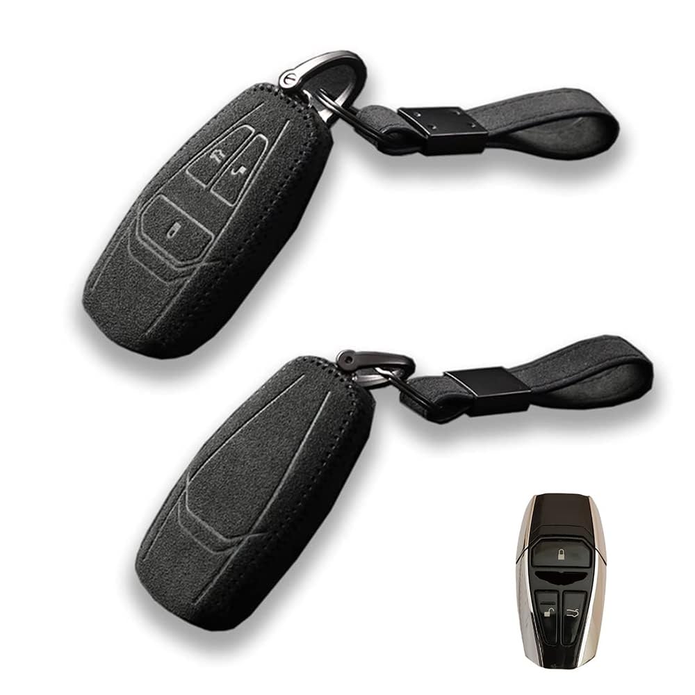 Alcantara Leather Key Case Cover Fit for Aston Martin DB11 DBS Superleggera (Black)