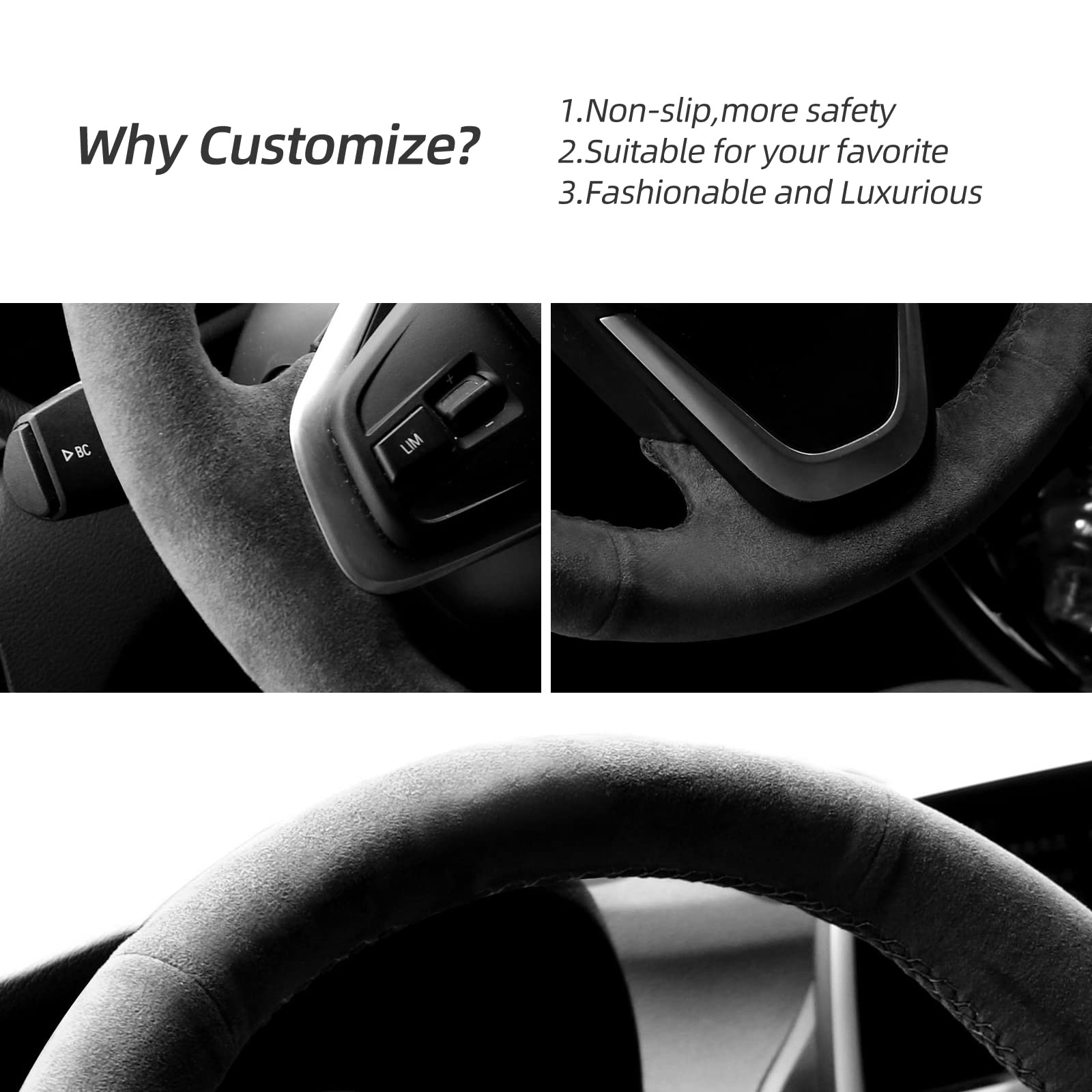 Alfanxi Hand Stitch Alcantara Steering Wheel Cover Compatible with BMW F45 F46 X1 F48 X2 F39