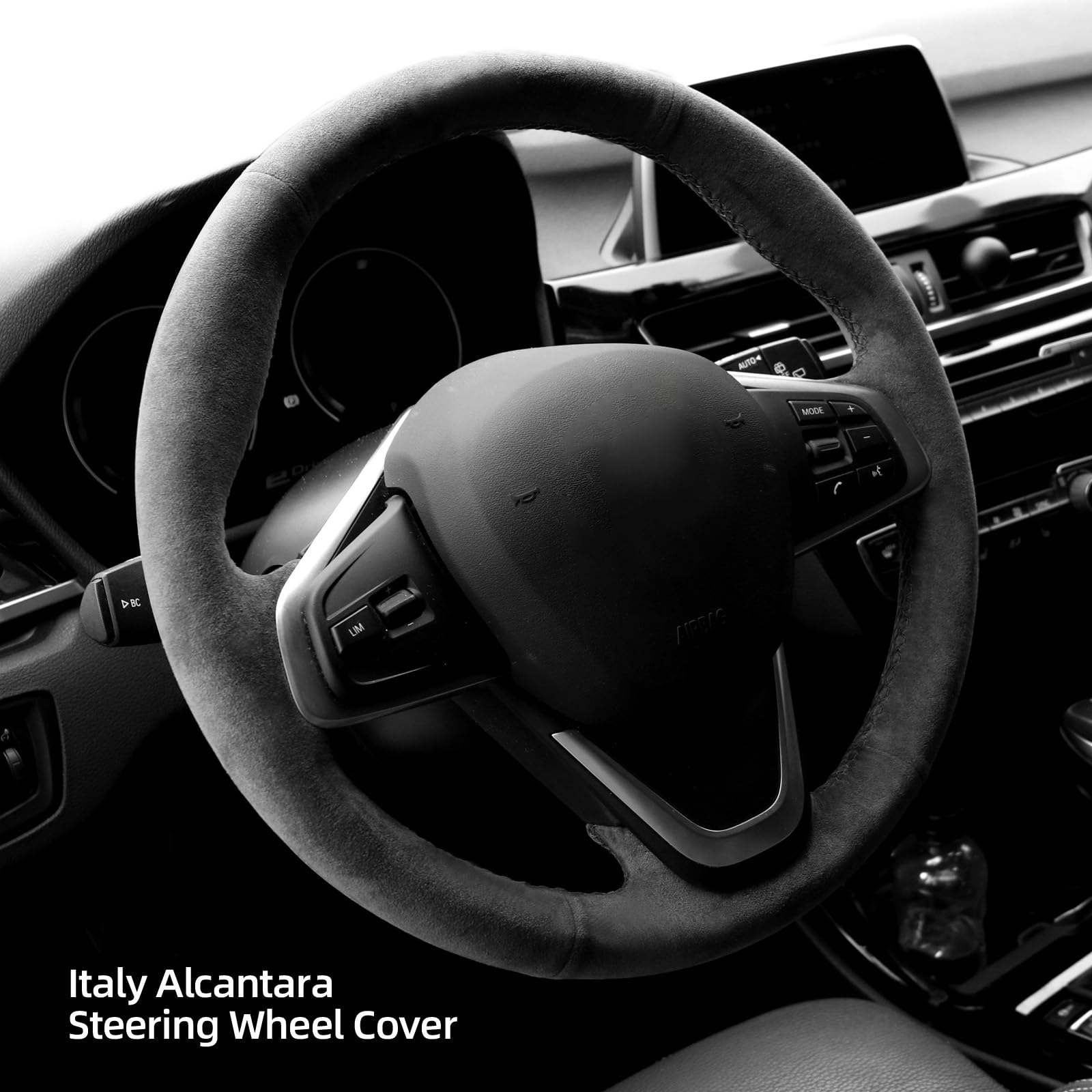 Alfanxi Hand Stitch Alcantara Steering Wheel Cover Compatible with BMW F45 F46 X1 F48 X2 F39