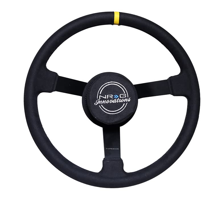 NRG Innovations NRG-RST-380MB-A Reinforced Steering Wheel 380mm Alcantara 3 Spoke, Removable Crushed Pad, Special 6 and 3 Bolt Pattern