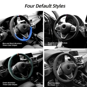 Alfanxi Hand Stitch Sewing Italy Alcantara Car Steering Wheel Cover Wrap for BMW X1 X2 sDrive28i xDrive28i (Black Alcantara+No Stripes)