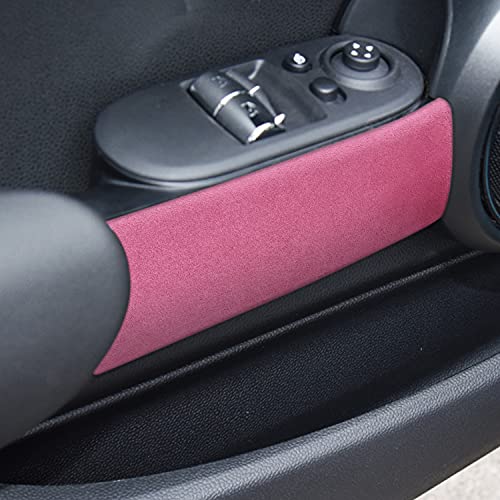 Toworldit 2pcs Alcantara + ABS Material Inner Door Handle Cover Trim Sticker Compatible with BMW Mini Cooper F56 2014-2020 (Pink)