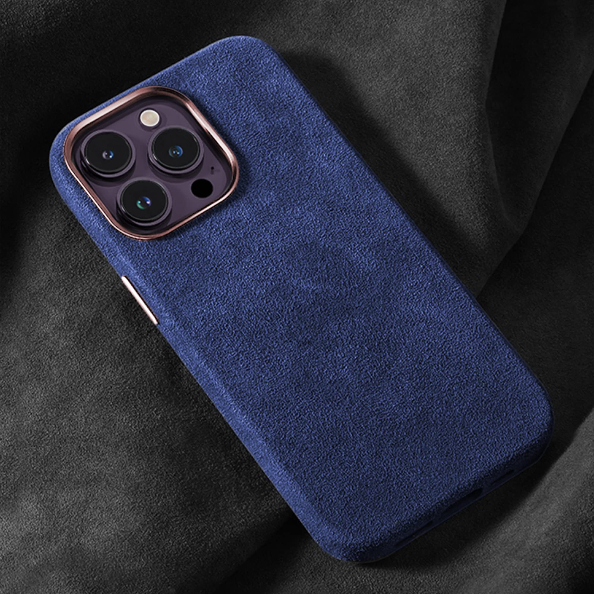 Komodoty Luxury Alcantara iPhone 14 Pro Case. Premium Italian Imported Material. Fully Wrapped Four Side Protection. MagSafe Compatible.