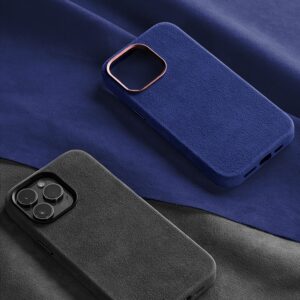 Komodoty Luxury Alcantara iPhone 14 Pro Case. Premium Italian Imported Material. Fully Wrapped Four Side Protection. MagSafe Compatible.