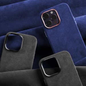 Komodoty Luxury Alcantara iPhone 14 Pro Case. Premium Italian Imported Material. Fully Wrapped Four Side Protection. MagSafe Compatible.