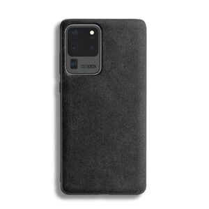 italian alcantara suede back cover for samsung galaxy s20 ultra (black)