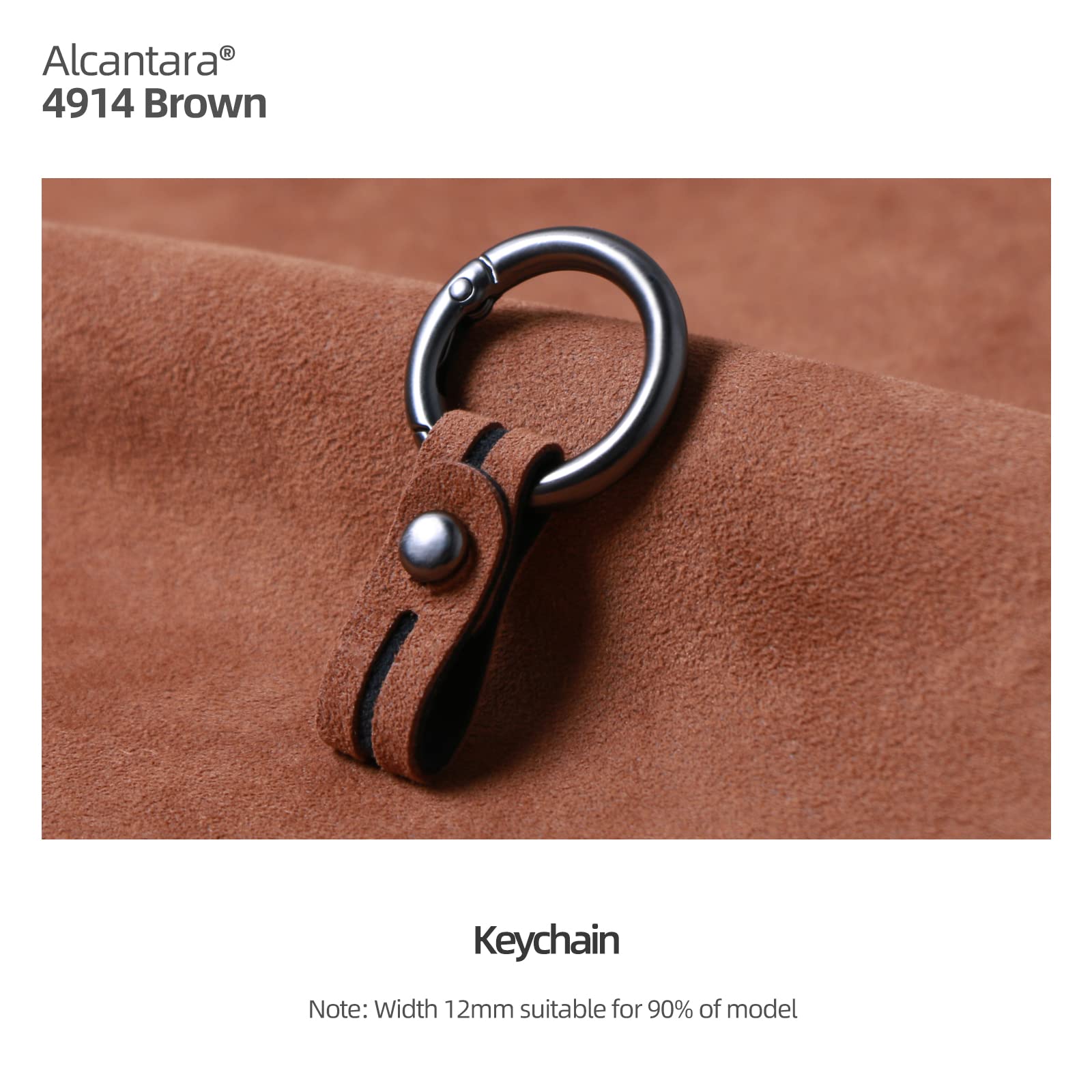 BETTERHUMZ Alcantara leather Keychain, Car Key Lanyard for Car Fob & Home Keys, Carabineer Clip, Keyrings,Accessories (Brown)