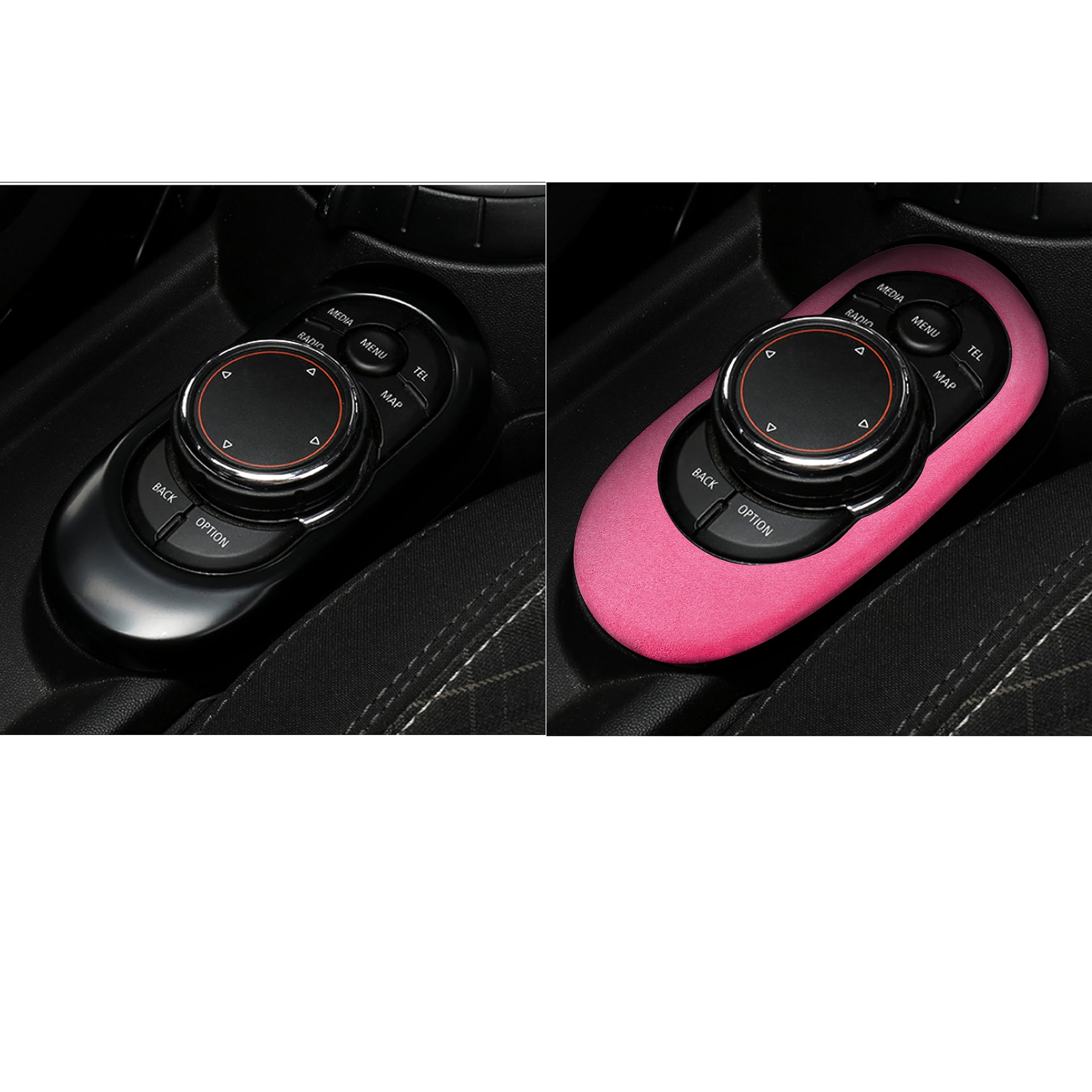 Toworldit Alcantara Central Multimedia Control Panel Frame Decoration Trim Cover Compatible with BMW Mini Cooper F54 F55 F56 F57 2014-2020 (Pink)