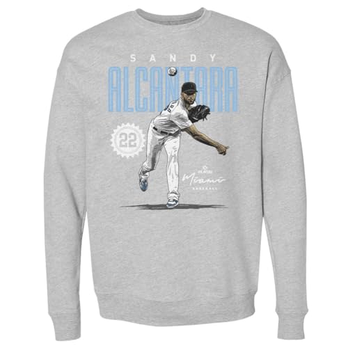 500 LEVEL Sandy Alcantara Sweatshirt (Crew Sweatshirt, XX-Large, Heather Gray) - Sandy Alcantara Miami Card WHT