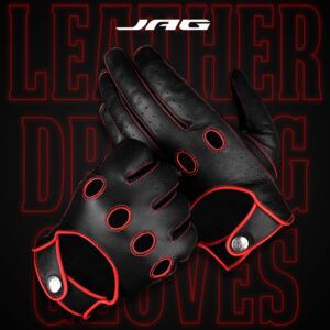 J.A.G. JAG Leather Full Finger Driving Gloves - Cowhide Driving Motorcycle Gloves for Men and Women (2X-Large, Red)