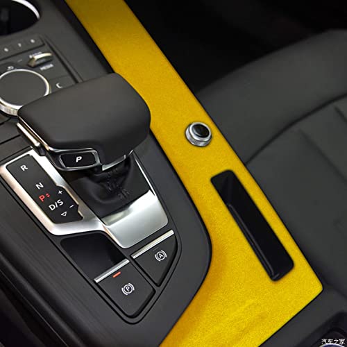 Toworldit Alcantara + ABS Material Central Control Gear Box Panel Side Trim Cover Compatible with Audi A4L 2017-2021 (Yellow)