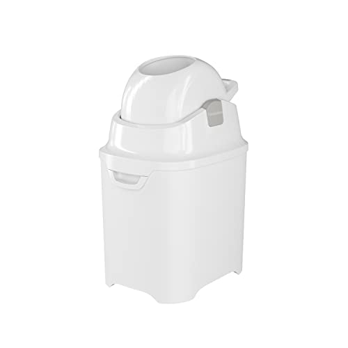 Foundations Mini Diaper Pail with Airtight Lid, Diaper Disposal for Childcare Centers and Homes, Use Any Bag, Durable & Odorless (White)