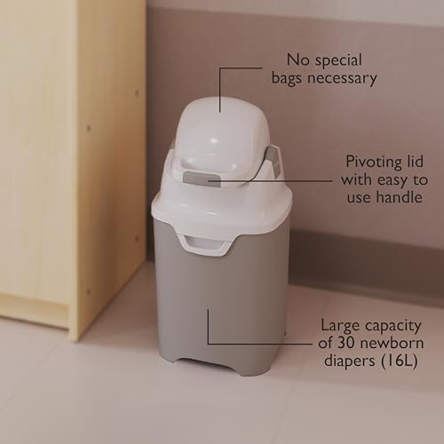 Foundations Mini Diaper Pail with Airtight Lid, Diaper Disposal for Childcare Centers and Homes, Use Any Bag, Durable & Odorless (White)