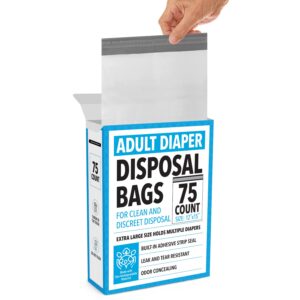 Impresa Extra Large Adult Diaper Disposal Bags - 75 Pack - FSA/HSA Eligible - Odor and Leak Proof - Tear-Resistant Undergarment Bags for Adult Diapers - Extra Thick (12 x 15 In)