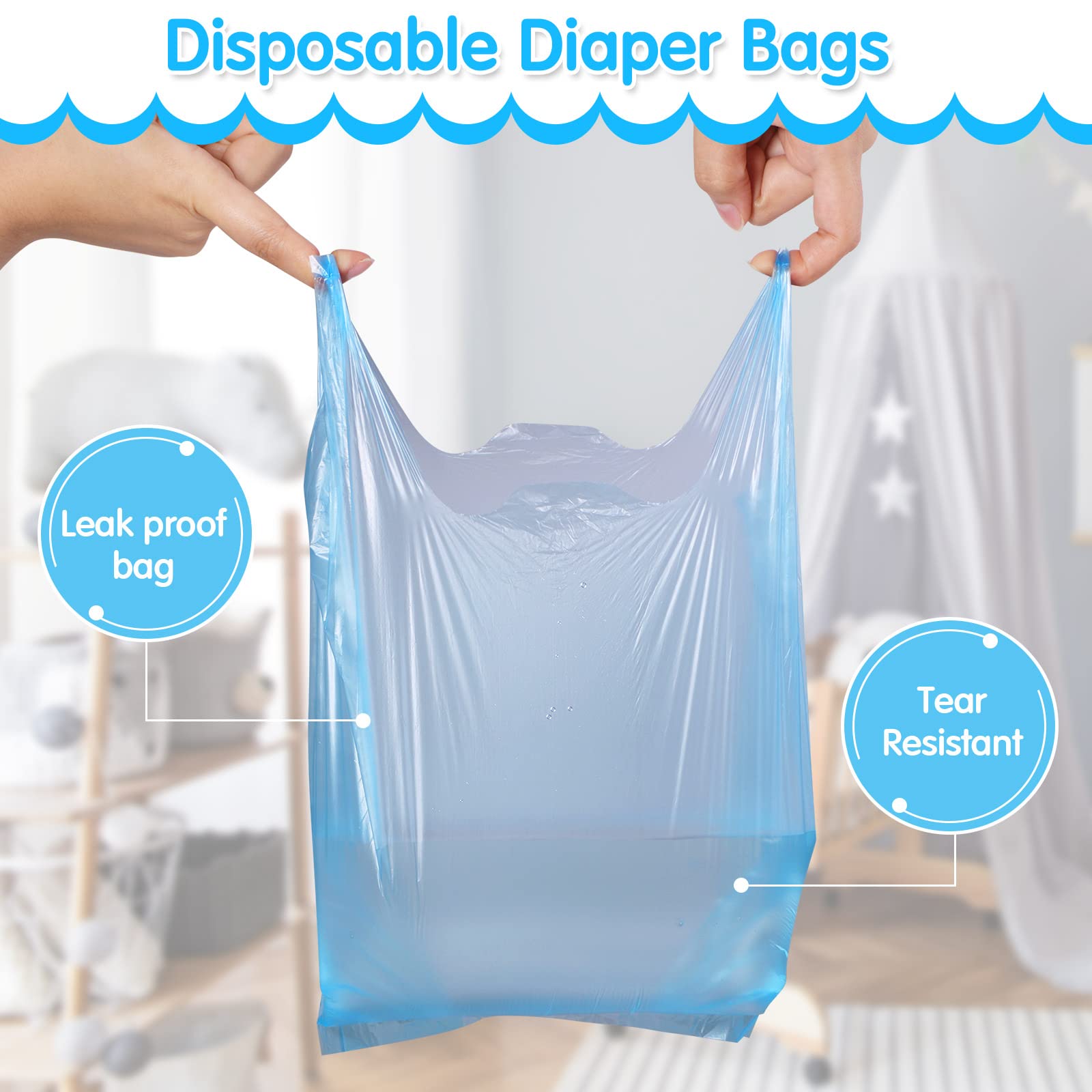 1600 Count Baby Disposable Diaper Bags Scented Diaper Sacks with Tie Handle Disposal Diaper Trash Bags Baby Poop Bags Waste Bag Refill (Blue)