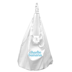 Charlie Banana Reusable and Washable Cloth Diaper Wet Bag, Waterproof Hanging Diaper Pail and Laundry Bag, White