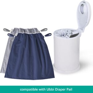 Reusable Diaper Pail Liner Bags 2 Pack for Ubbi Diaper Pail,Water-Resistant, Large Capacity Washable Wet Bag for Cloth Diaper, Laundry, Kitchen Garbage, Grey and Navy