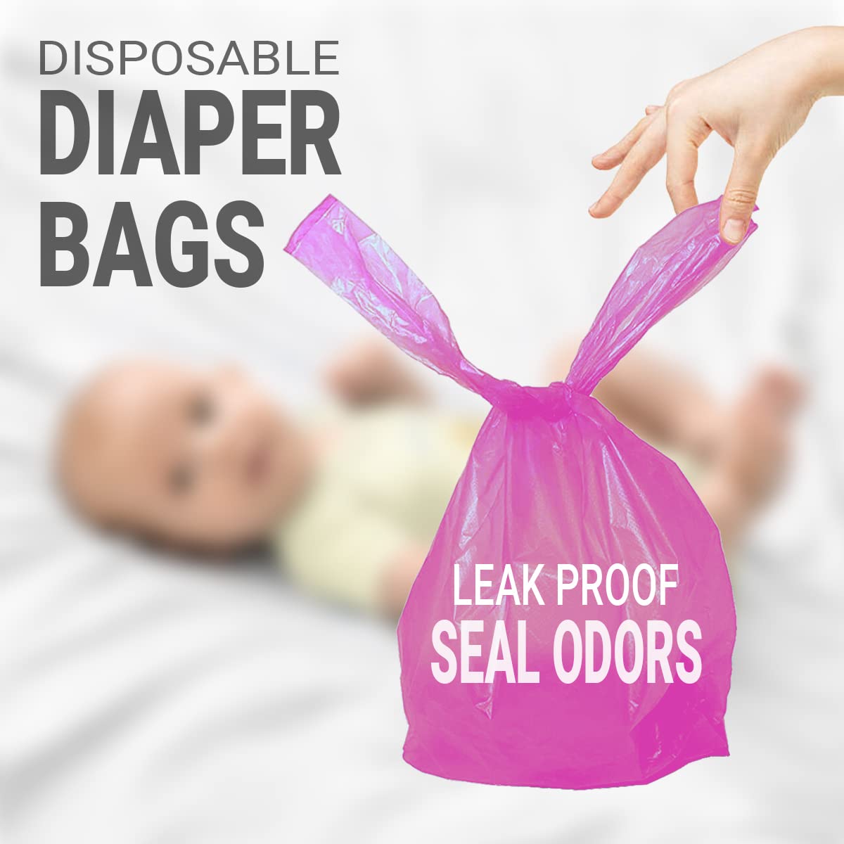 Baby Disposable Plastic Diaper Bags 1000 Count (500 Lavender Scent, 500 Fresh Baby Powder Scent) Easy Tie Handles Diaper Sacks or Pet Waste Bags (1000 Bags)