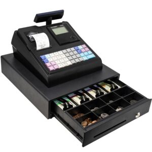 Nadex CR360 Cash Register, 4700 Lookups 50 Dept 50 Clerks, Quick Load Thermal Printer, Compact Size, Cash and Coin Drawer, Black