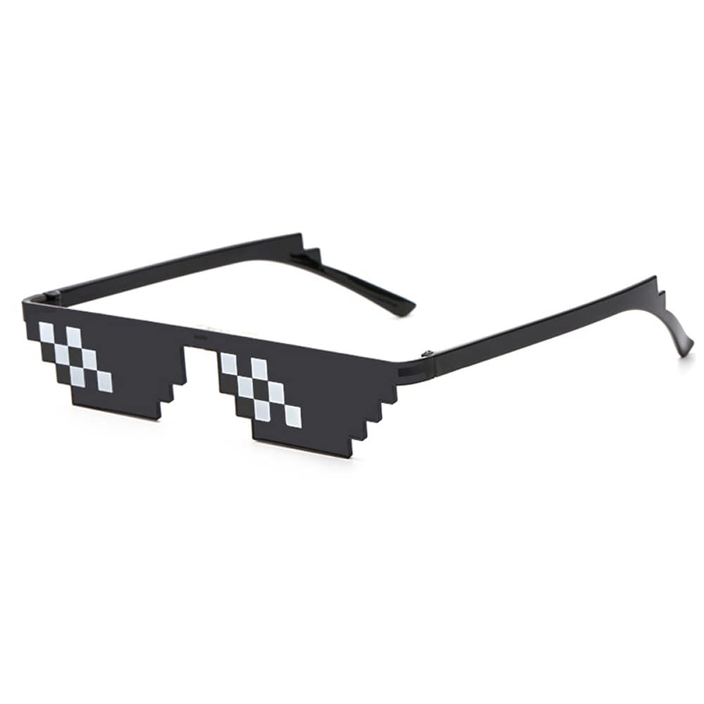 Yilistore Thug Life Sunglasses Halloween Dress Up Pixelated Mosaic Glasses,Party Glasses MLG Shades (Black A)