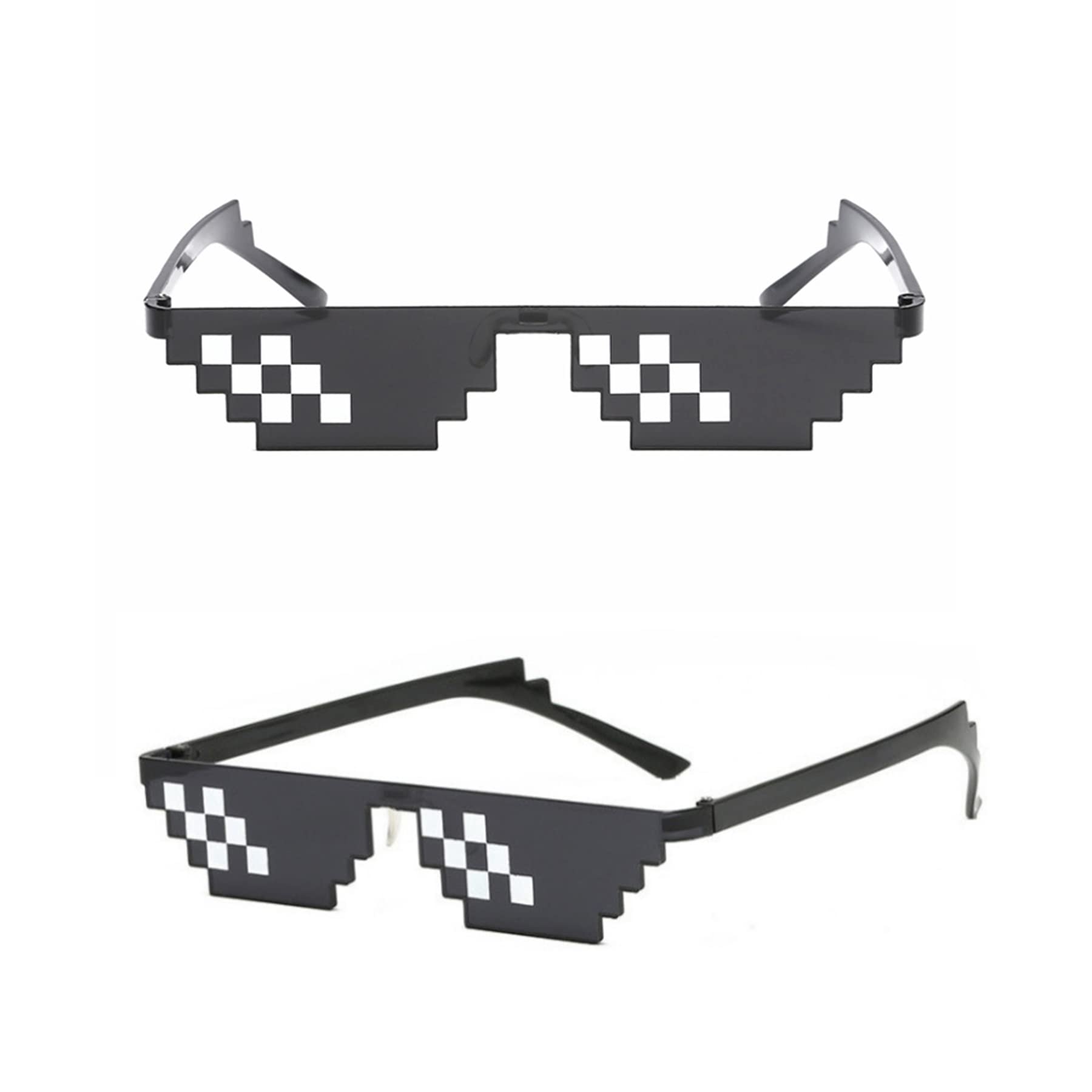 Yilistore Thug Life Sunglasses Halloween Dress Up Pixelated Mosaic Glasses,Party Glasses MLG Shades (Black A)