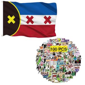 gtotd countries flag 3x5 ft（with game vinyl stickers 100pcs）dream game gifts merch party supplies for room decor small countries double stitched polyester flag with black head and 2 gronments