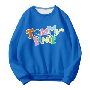 marllegebee tommyinnit sweatshirt dream team smp merch round neck long sleeve women men blue sweater couple clothes (wp07906a01,m)