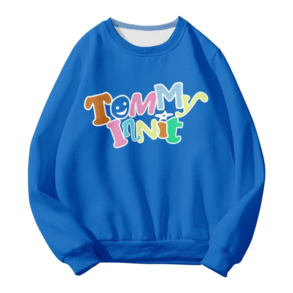 MARLLEGEBEE TommyInnit Sweatshirt Dream Team SMP Merch Round Neck Long Sleeve Women Men Blue Sweater Couple Clothes (WP07906A01,M)