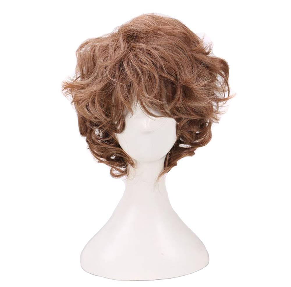 BoMing Man's Short Curly Brown Cosplay Wigs for Halloween Costume