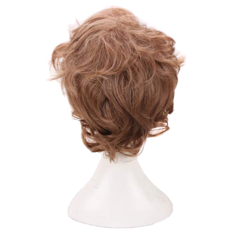 BoMing Man's Short Curly Brown Cosplay Wigs for Halloween Costume