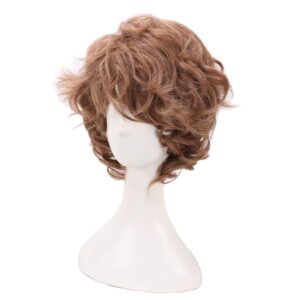 BoMing Man's Short Curly Brown Cosplay Wigs for Halloween Costume