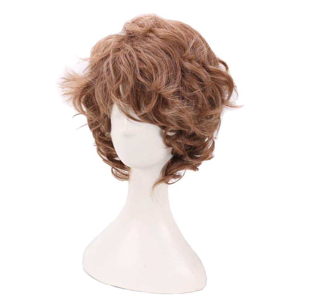 BoMing Man's Short Curly Brown Cosplay Wigs for Halloween Costume