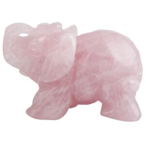 mookaitedecor rose quartz elephant crystal sculpture statue healing reiki pocket gemstone figurines crafts 1.5 inch