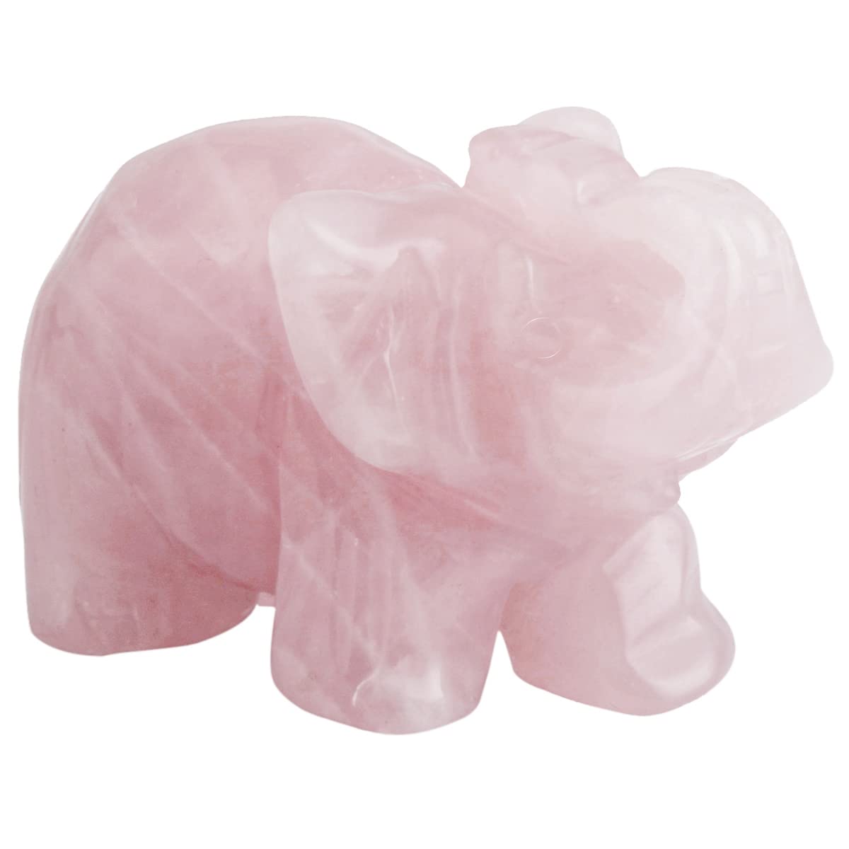 mookaitedecor Rose Quartz Elephant Crystal Sculpture Statue Healing Reiki Pocket Gemstone Figurines Crafts 1.5 Inch