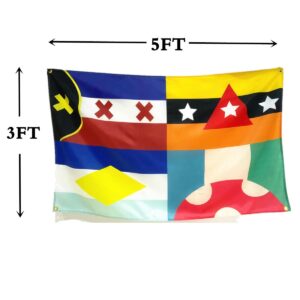 Masquita 2020 Dream SMP Flag 3×5 Ft Kinoko Kingdom L'Manberg Snowchester Dreamsmp Flag 4 Logo In 1 Banner Decor Indoor Outdoor Vivid Color Double-Stitched Edges and Flags with Four Brass Grommets.