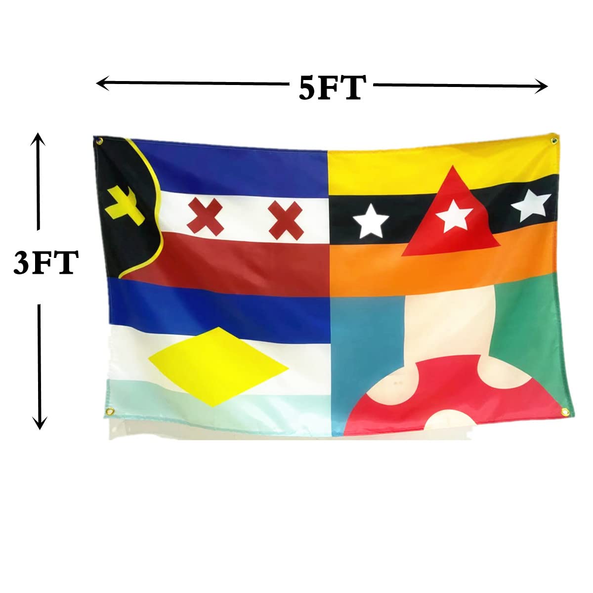 Masquita 2020 Dream SMP Flag 3×5 Ft Kinoko Kingdom L'Manberg Snowchester Dreamsmp Flag 4 Logo In 1 Banner Decor Indoor Outdoor Vivid Color Double-Stitched Edges and Flags with Four Brass Grommets.