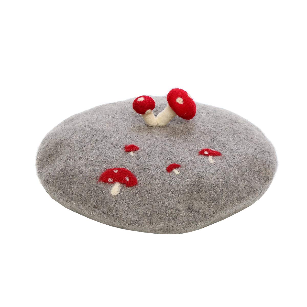 Zasy Mushroom Beret Hat Handmade Wool Felt Cap Costume hat Women Girls Winter Autumn Cosplay (Mush)