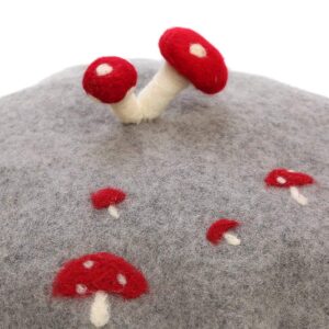 Zasy Mushroom Beret Hat Handmade Wool Felt Cap Costume hat Women Girls Winter Autumn Cosplay (Mush)