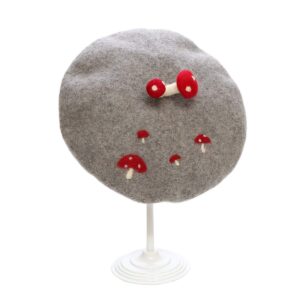 Zasy Mushroom Beret Hat Handmade Wool Felt Cap Costume hat Women Girls Winter Autumn Cosplay (Mush)