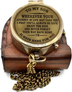 to my son engraved brass compass gift to my son/nautical gift for son from dad/gift to son from mom/gift for son,father son gift,mother son gift,love mom,son from mom, love dad/with leather case