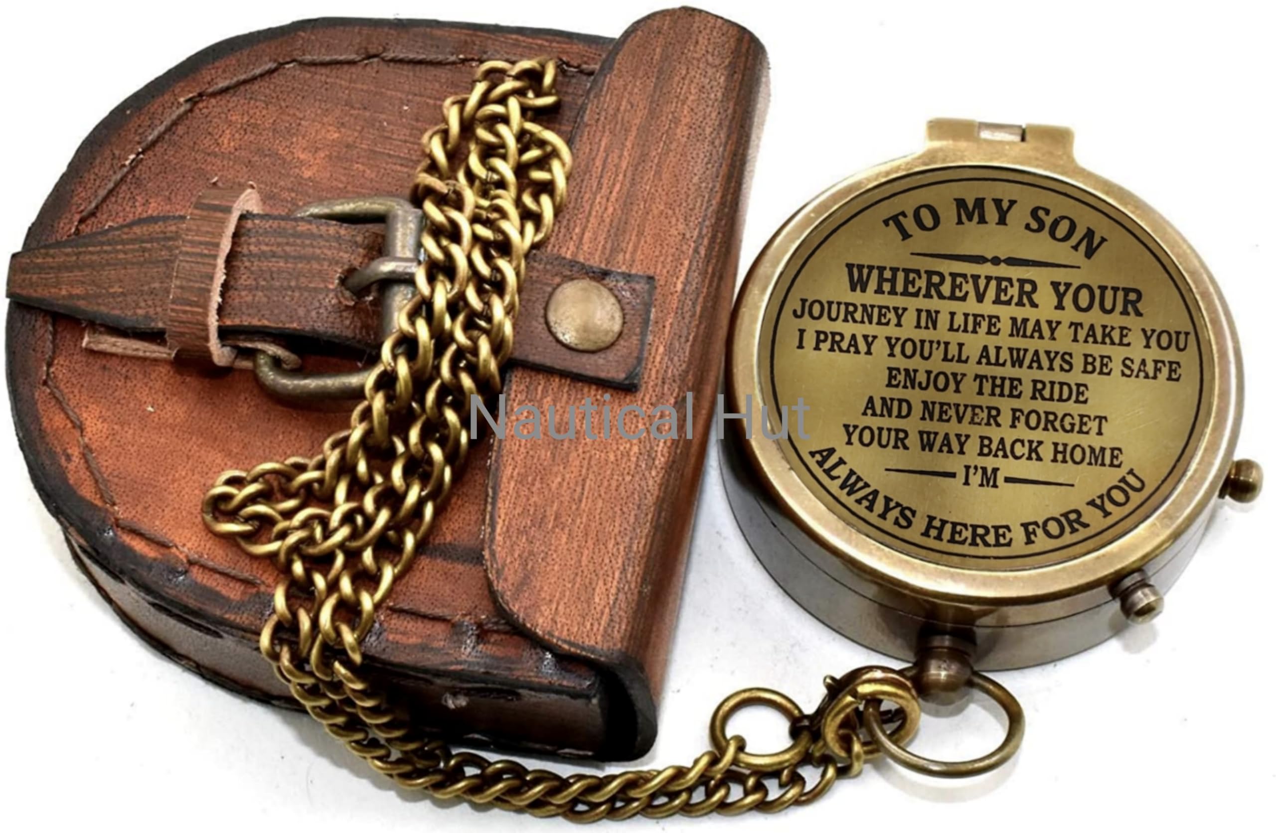 to My Son Engraved Brass Compass Gift to My Son/Nautical Gift for Son from Dad/Gift to Son from Mom/Gift for Son,Father Son Gift,Mother Son Gift,Love Mom,Son from Mom, Love Dad/with Leather Case