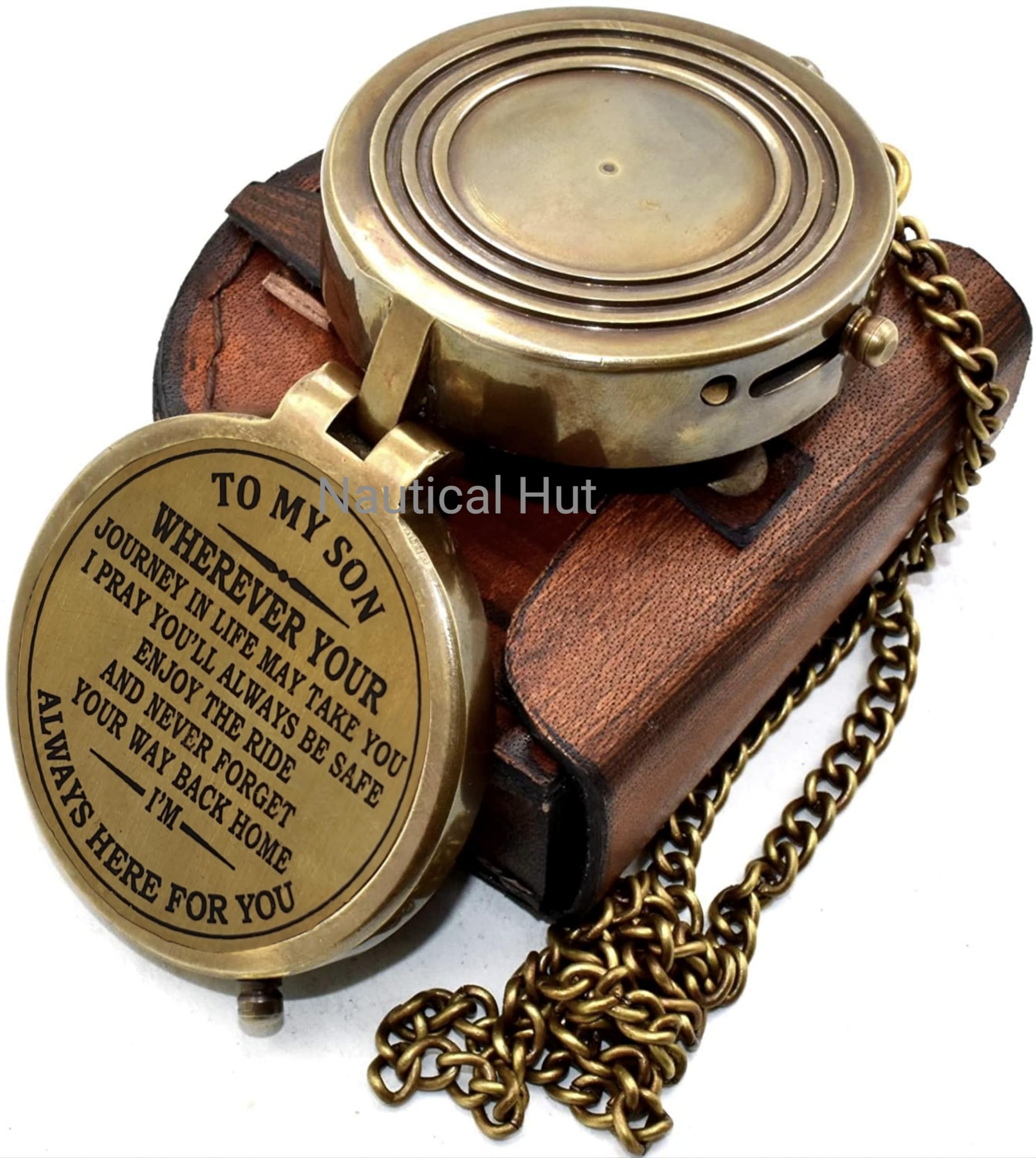 to My Son Engraved Brass Compass Gift to My Son/Nautical Gift for Son from Dad/Gift to Son from Mom/Gift for Son,Father Son Gift,Mother Son Gift,Love Mom,Son from Mom, Love Dad/with Leather Case