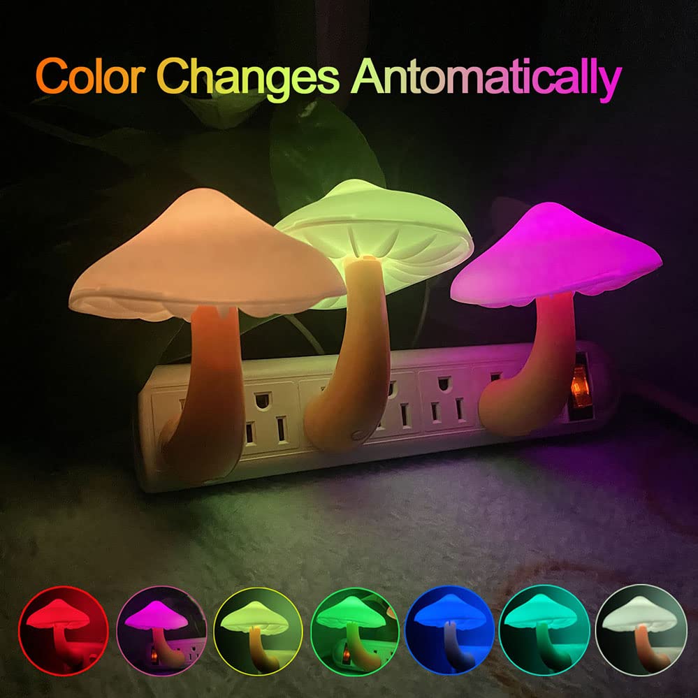 UTLK [2 Pack] Plug-in LED Mushroom Night Light Lamp with Dusk to Dawn Sensor,Plug in LED Bed Cute Mushroom Nightlight Night lamp Wall Light Baby Night Lights for Kids Children