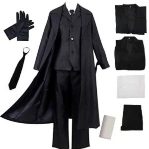 lmetsky dazai osamu cosplay,dazai osamu costume outfit black suit dazai cosplay costume yellow uniform with wig halloween